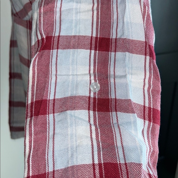 Sanctuary L Red light blue and White Plaid Button-Up rayon casual Shirt - Picture 6 of 9